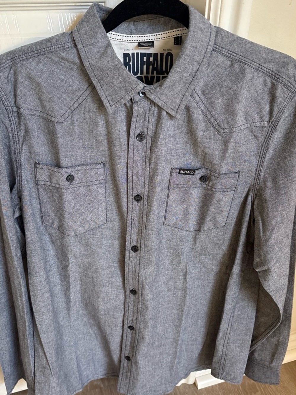 Buffalo David Bitton Gray Long-Sleeve Button-Down Shirt